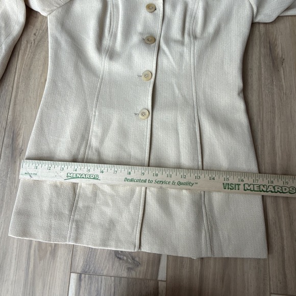 Juliana Collezione 0 Ivory Feather Twill Blazer Jacket Career Wear Wool Blend - Picture 5 of 9